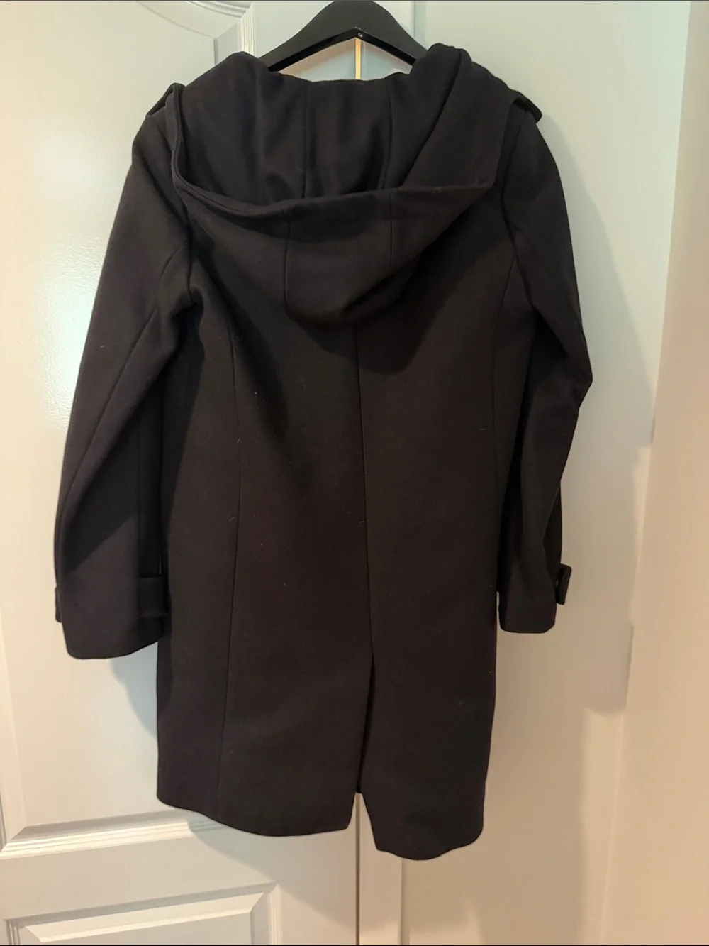 J. Crew Men’s Black Wool Hooded Toggle Pea Coat - Picture 2 of 3